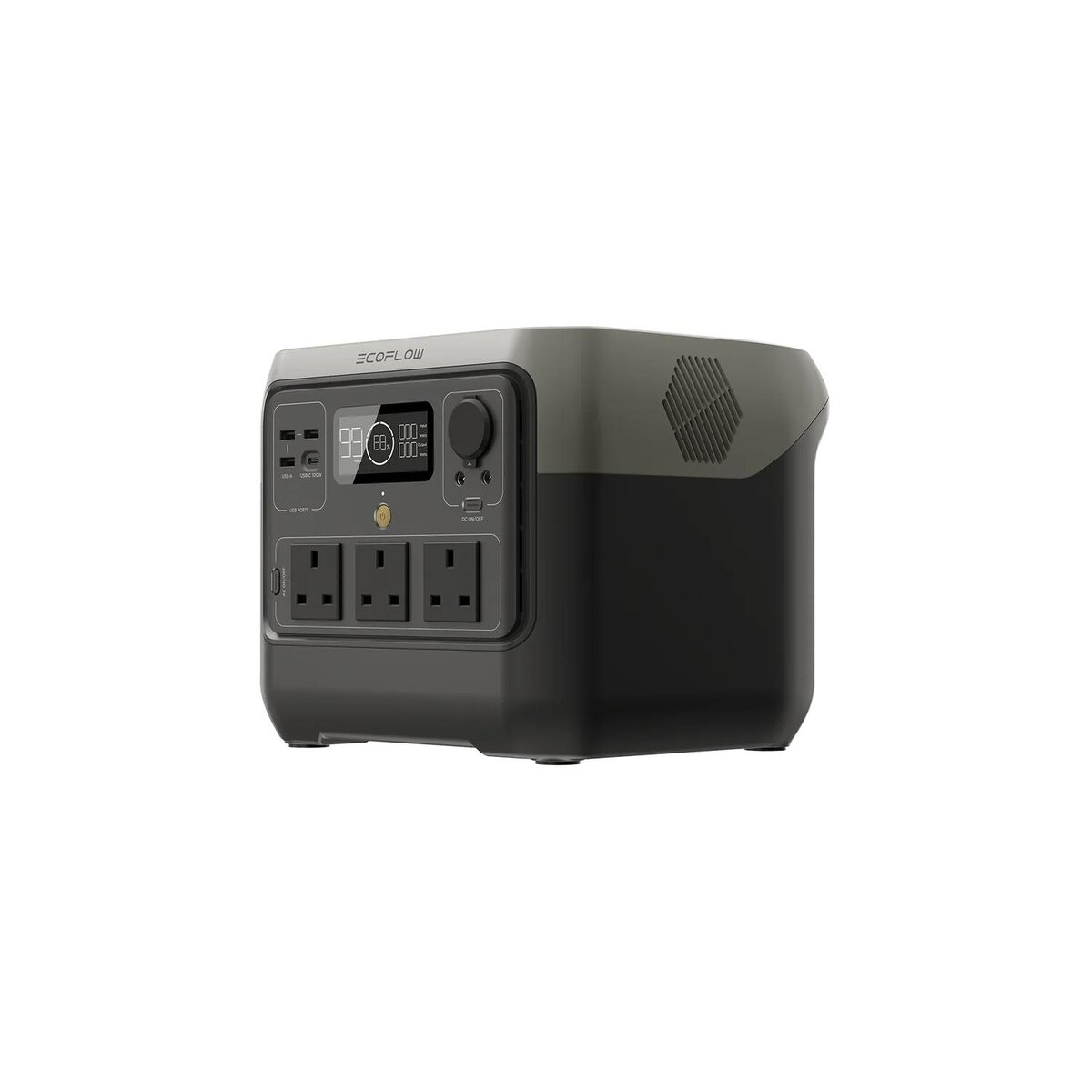 High-capacity portable power station with multiple AC outlets, USB ports, digital LCD display, ideal for outdoor camping, emergency backup, and off-grid energy solutions.