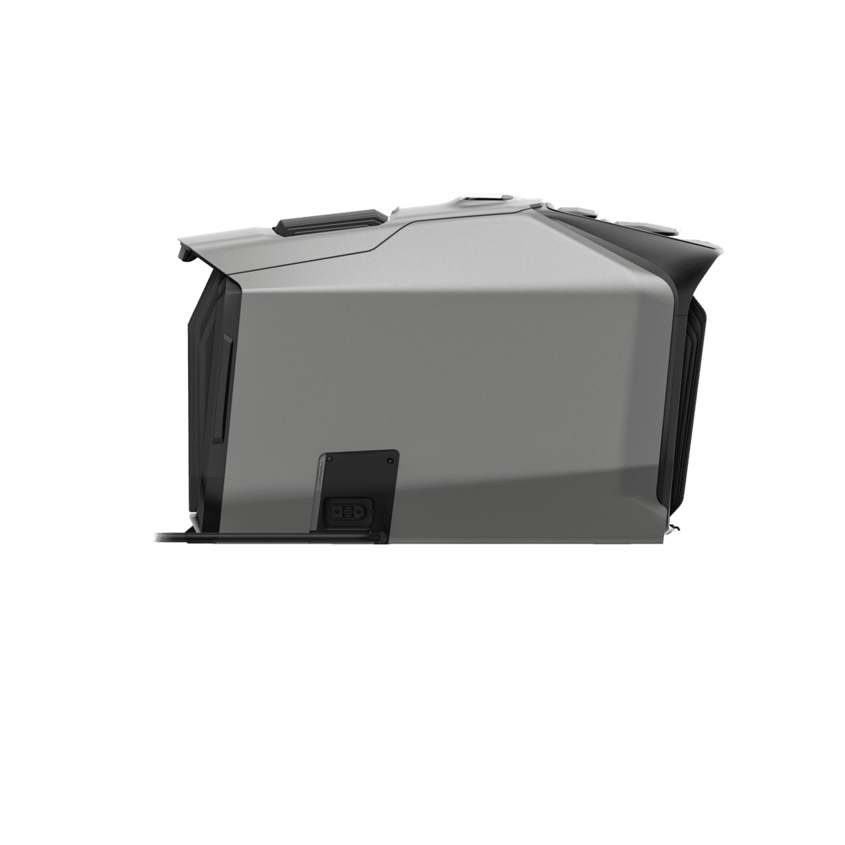 Compact portable solar generator for outdoor power needs, with sleek grey design and multiple charging ports, ideal for camping, emergency backup, and off-grid living.